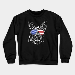 Australian Cattle Dog American Flag Sunglasses Crewneck Sweatshirt